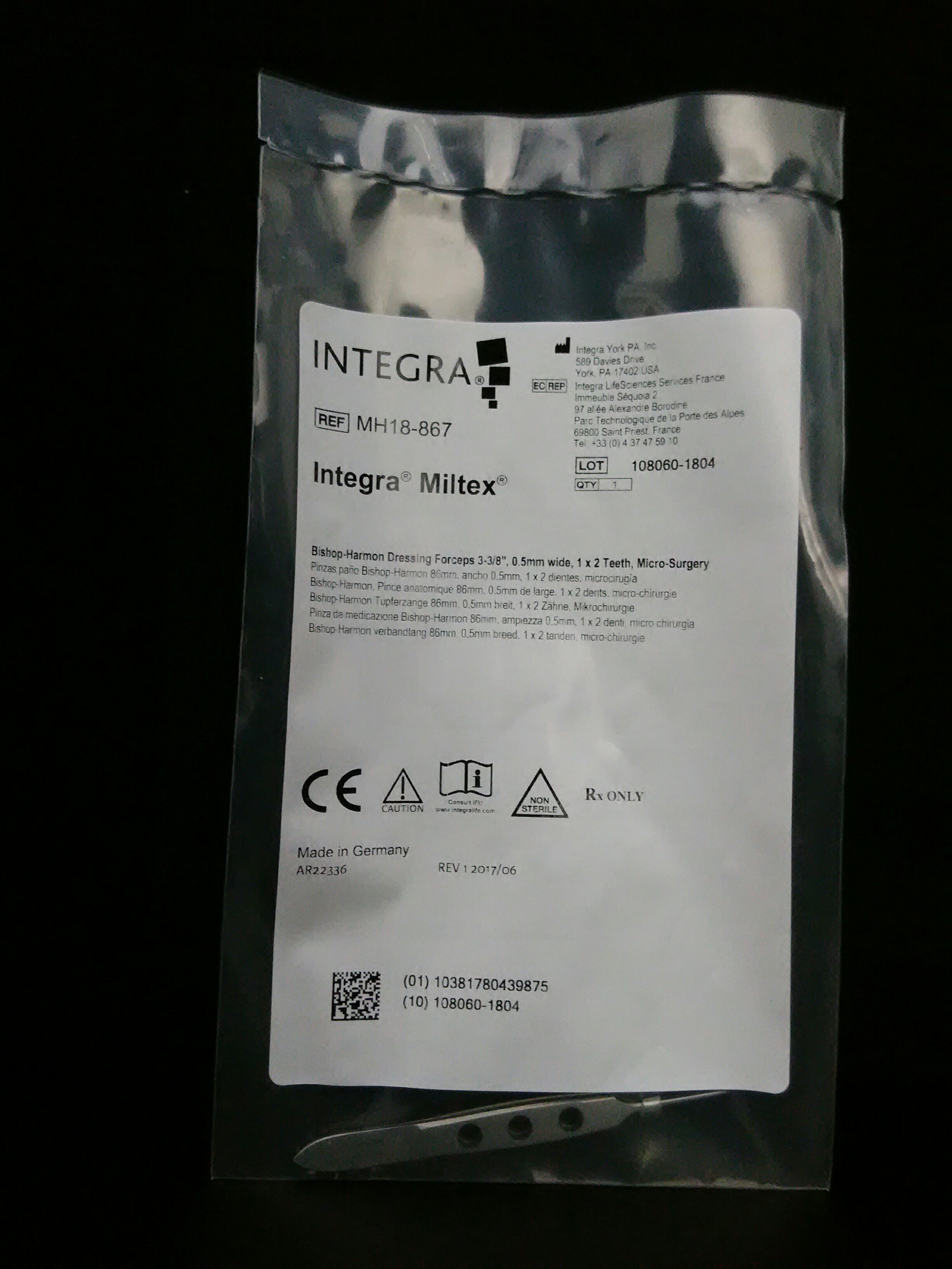 INTEGRA/ MILTEX MH18-867 MH B-H FCP3-3/8 DEL 1X2T