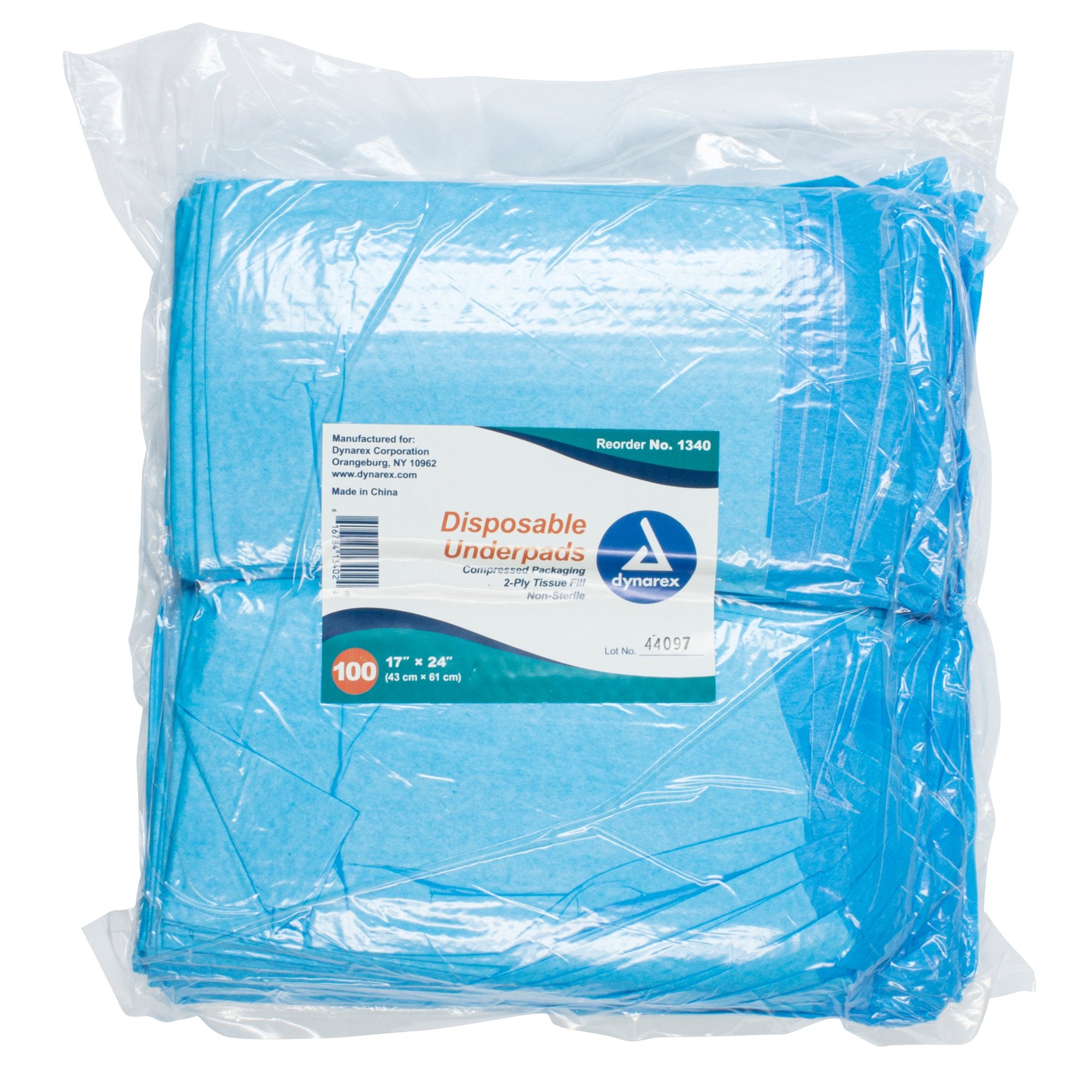 * Dynarex 1340 Disposable Underpads 17 x 24 Inch Fluff Light Absorbency (Bag of 100)