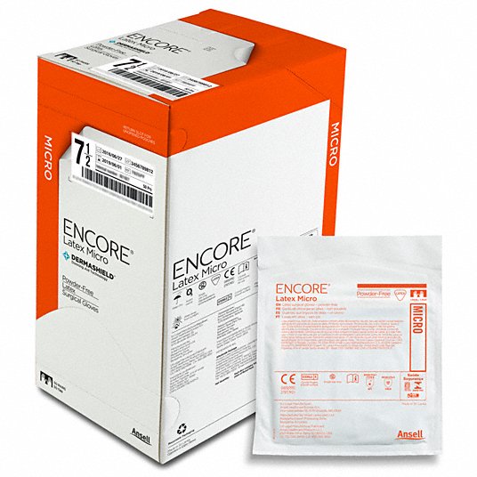 Ansell 5787002 Encore MicrOptic Brown Powder Free Latex Sterile - 6.5 50prs/bx