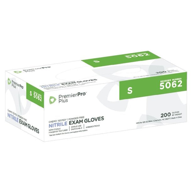PremierPro Plus 5062 Powder-Free Nonsterile Nitrile Exam Gloves, Small, 200/bx