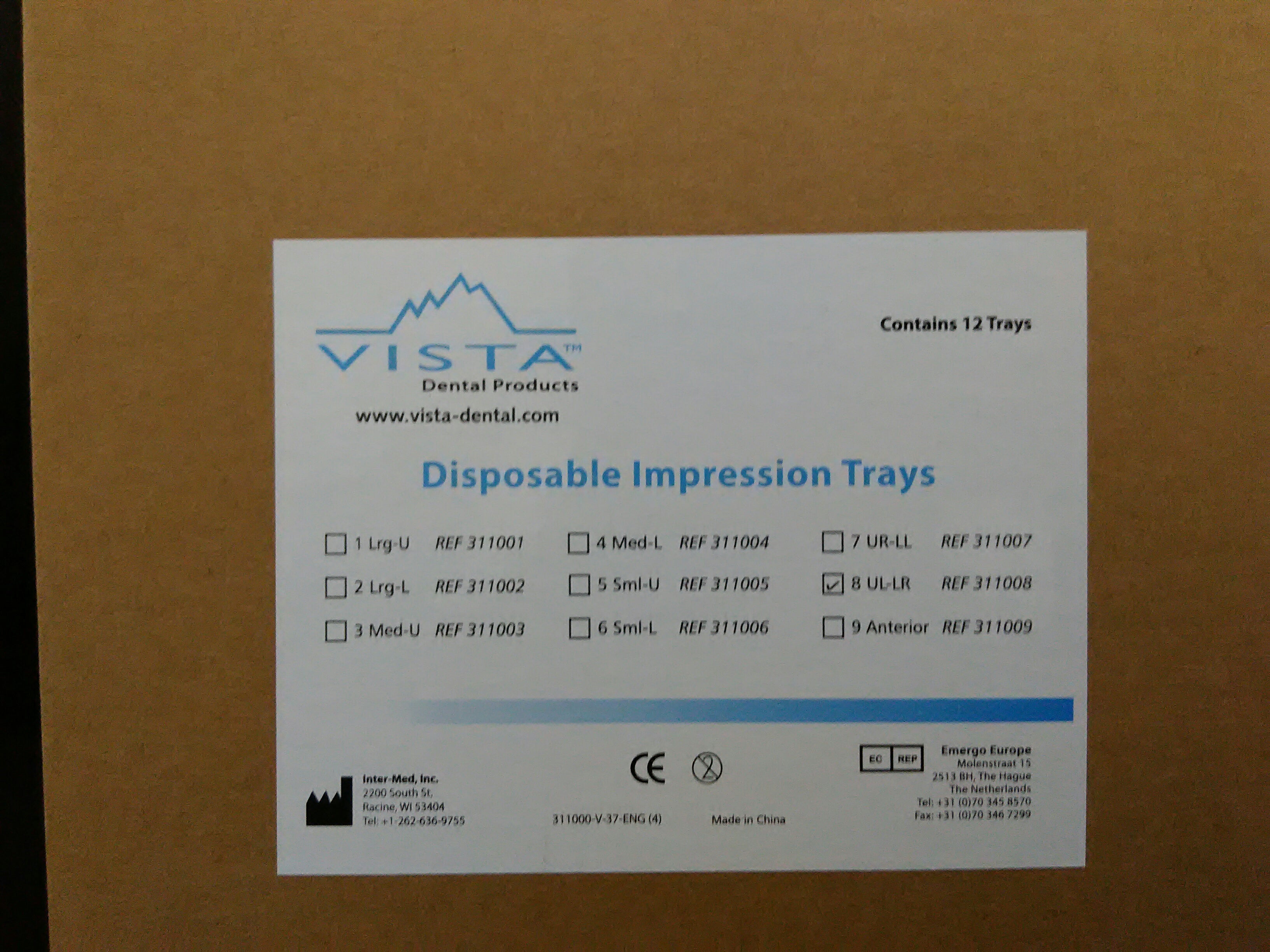 VISTA DENTAL  311008 VISTA PLASTIC IMPRS TRAYS