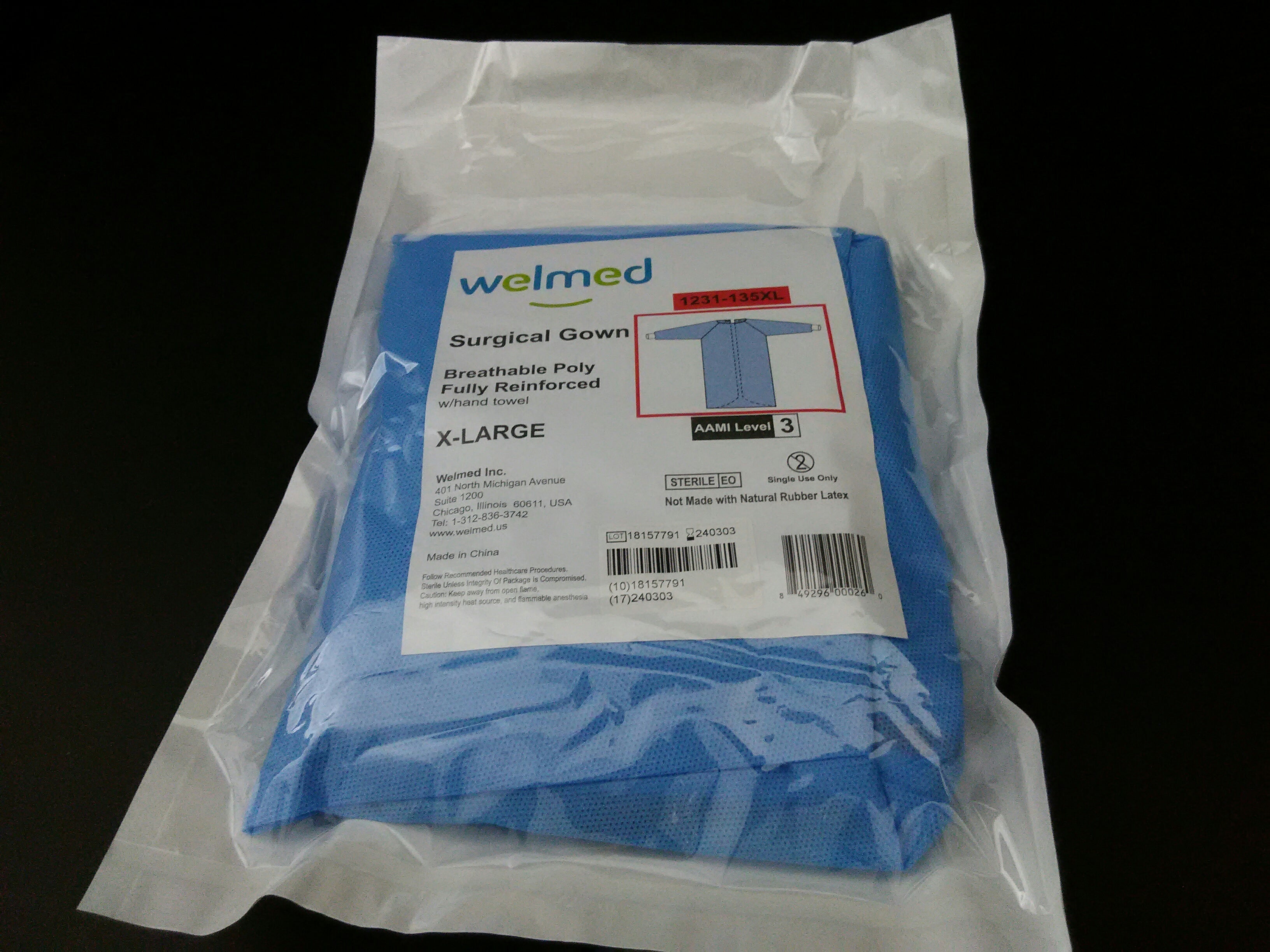 WELMED INC. 1231-135XL GOWN, SURG PROTECT5 BRTHABLE OUTSIDE POLY XLG(24/C