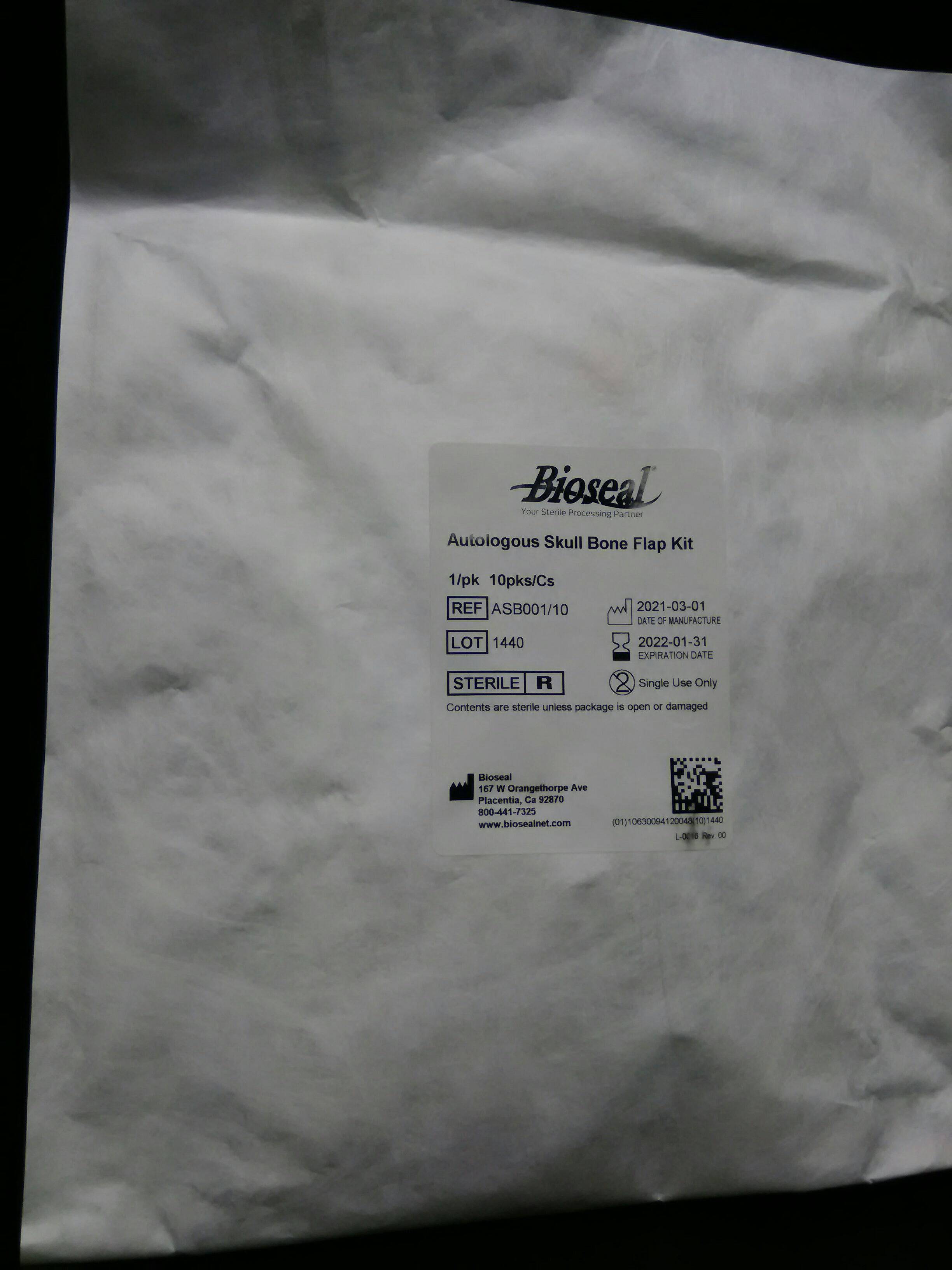 BIOSEAL ASB00110 Autologous Skull Bone Flap Kit 1/pk  10pks/Cs