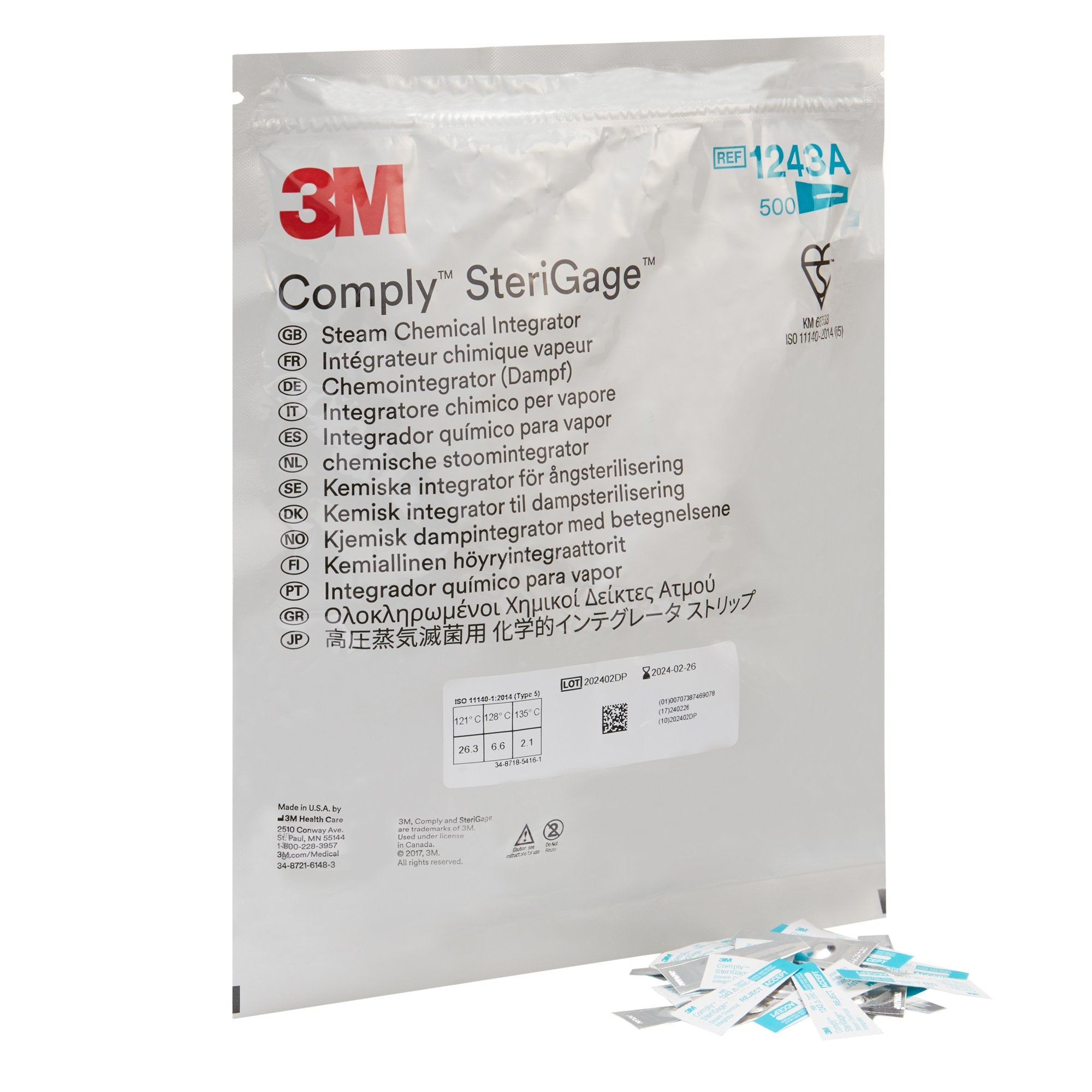 3M 1243A Attest™ Sterilization Chemical Integrator Strip Steam 2 Inch
