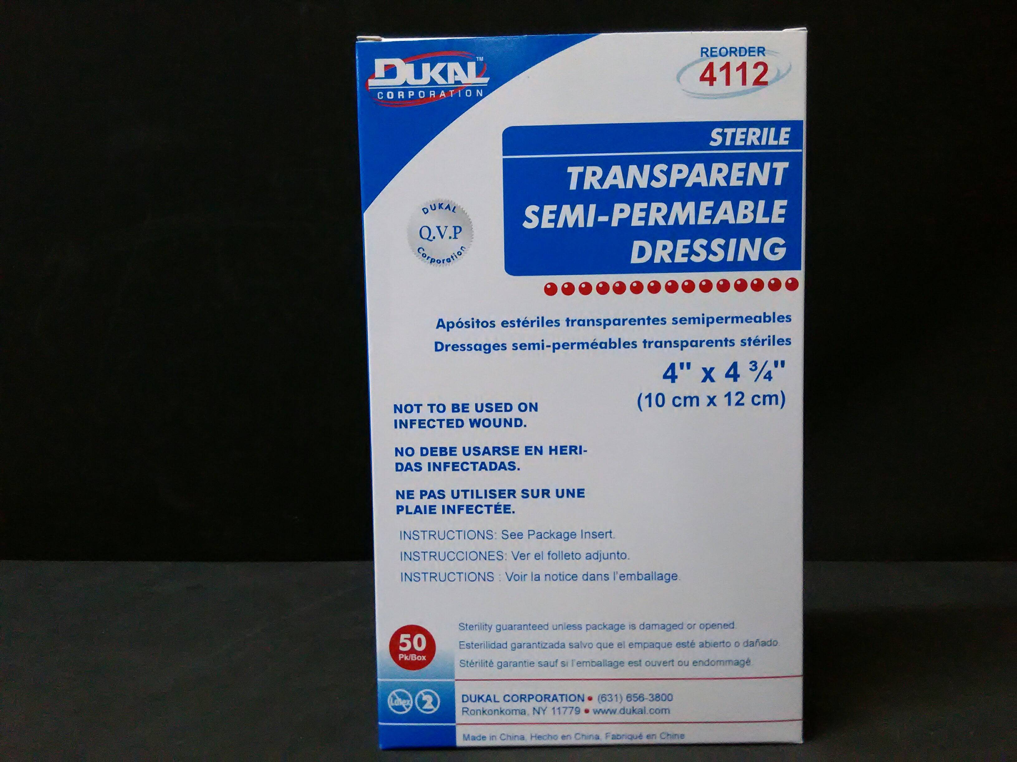 DUKAL 4112 Sterile Semi-Permeable Dressing 4