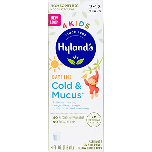 * Cold Medicine for Kids Ages 2+ by Hyland's Cold 'n Mucus Relief Liquid Natural Relief of Mucus & Congestion Runny Nose Cough 4 Ounces