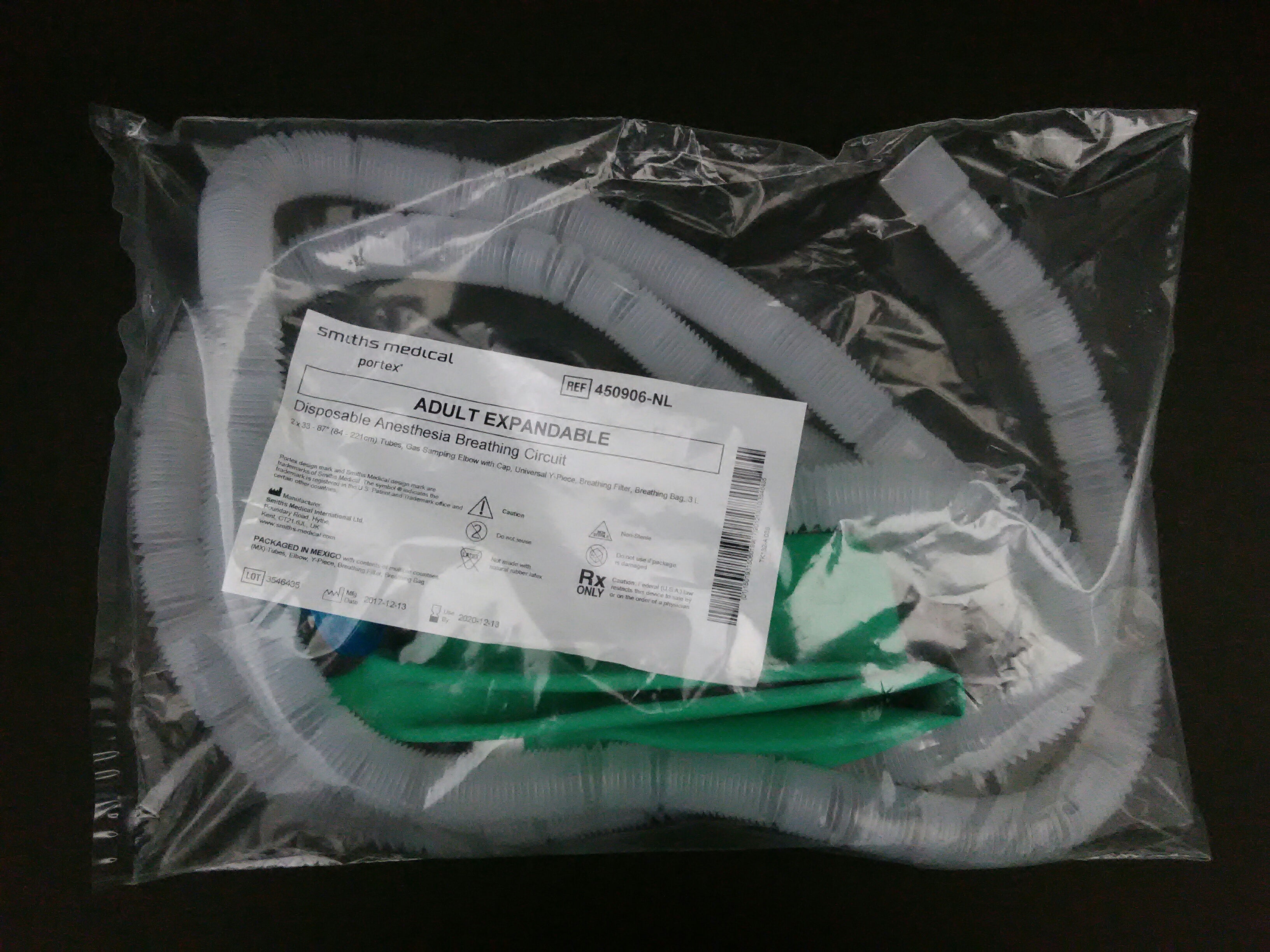 SMITHS MEDICAL / JELCO 450906-NL CIRCUIT ANESTHESIA ADULT 50.8MMDIA 33 - 87INL EXPA