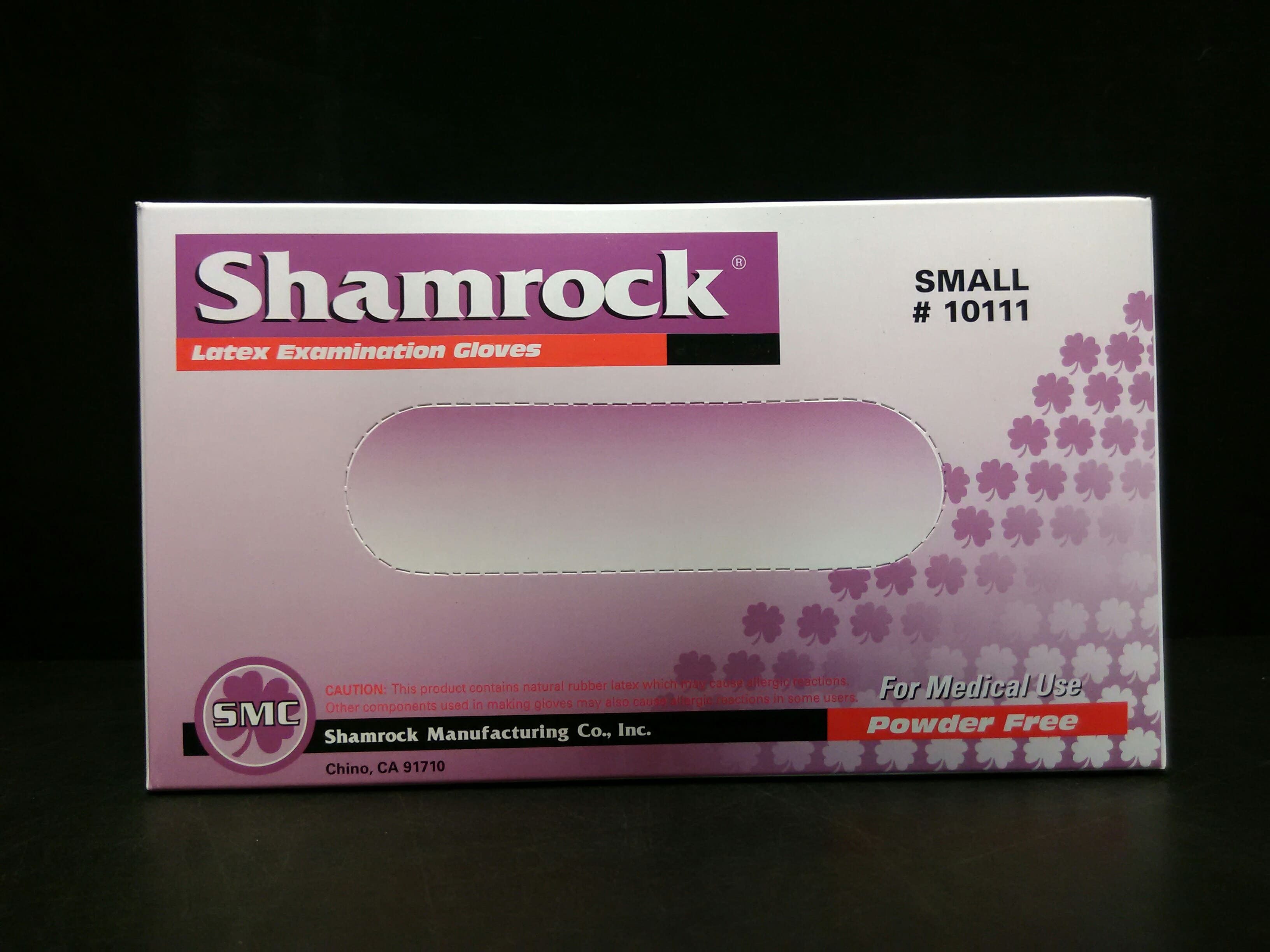 SHAMROCK MARKETING  10111 Case of Powder Free Latex Examination Gloves - Small