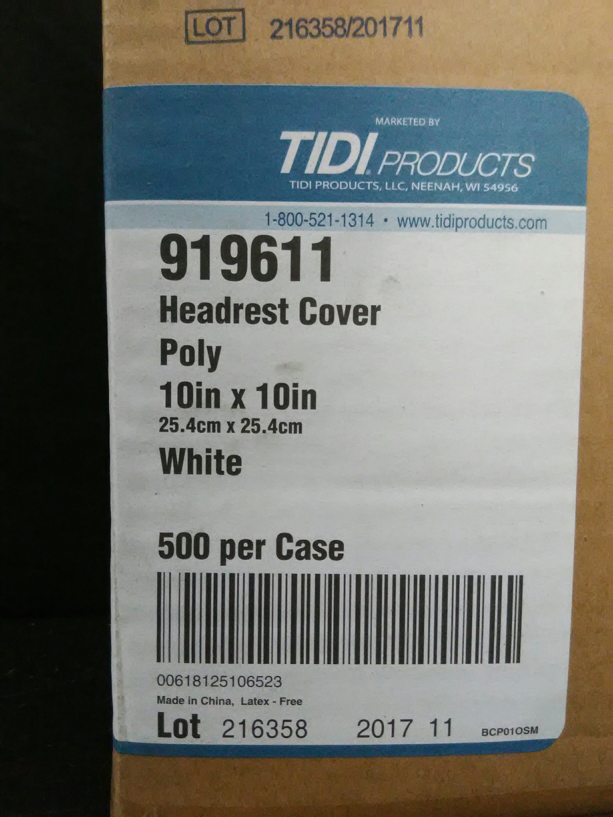 TIDI  919611 HEADREST COVER POLY 10X10