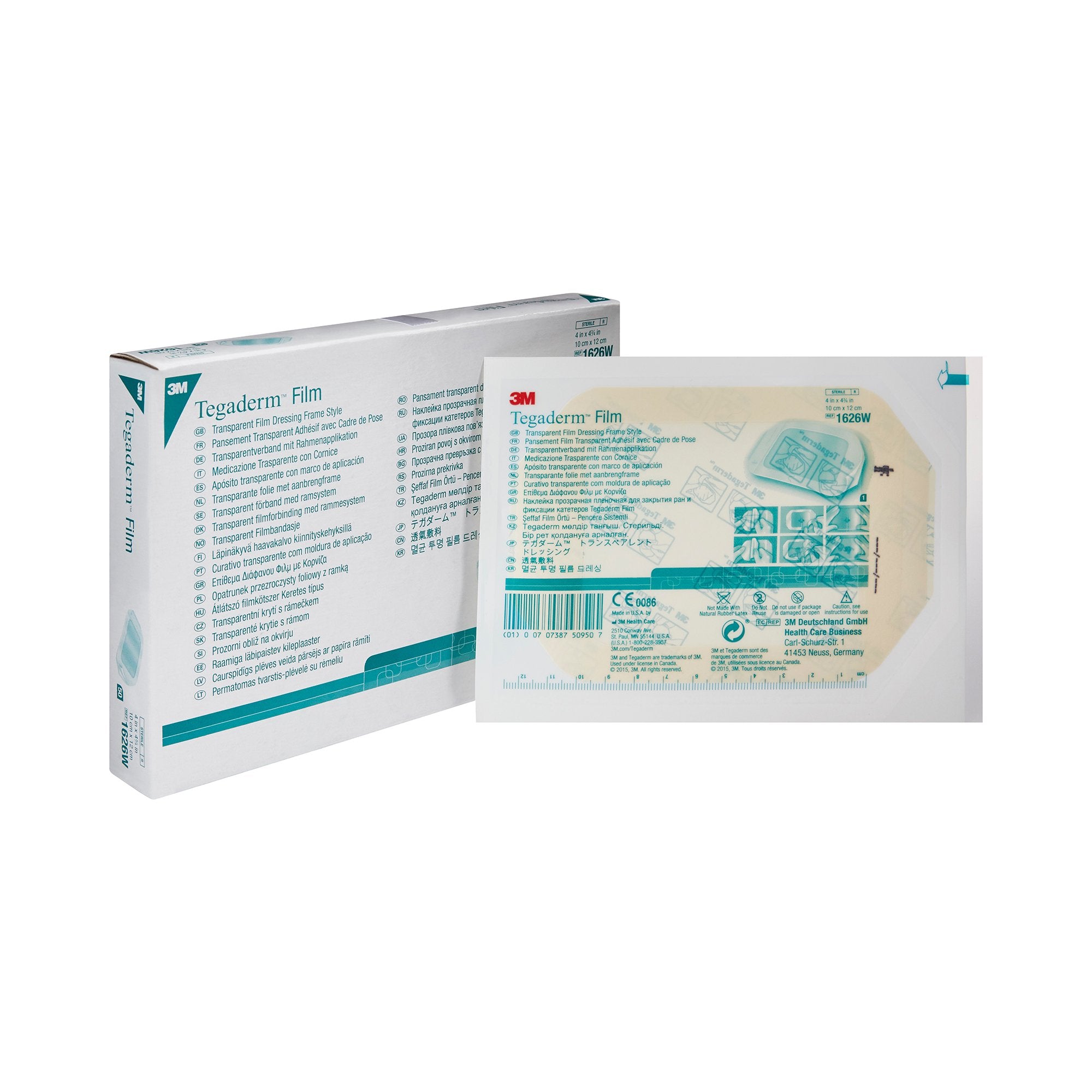 3M 1626W Transparent Film Dressing 3M™ Tegaderm™ Rectangle 4 X 4-3/4 Inch Frame Style Delivery With Label Sterile 1 ea