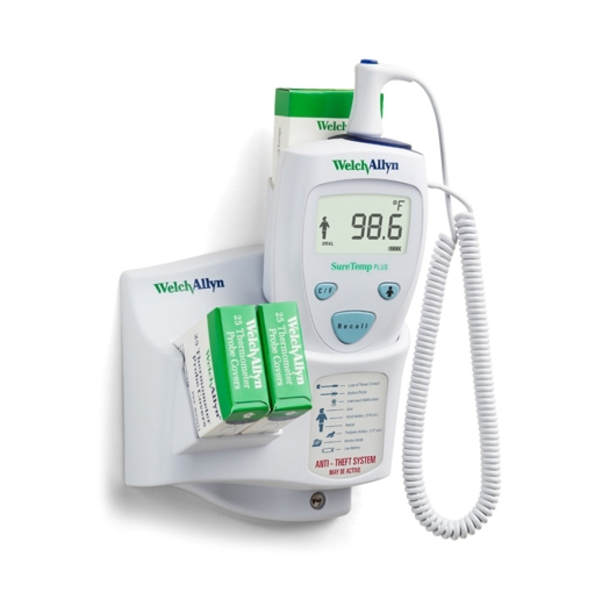 * Welch Allyn 01690-400 Electronic Probe Thermometer SureTemp® Oral / Rectal / Axillary Probe Wall Mount
