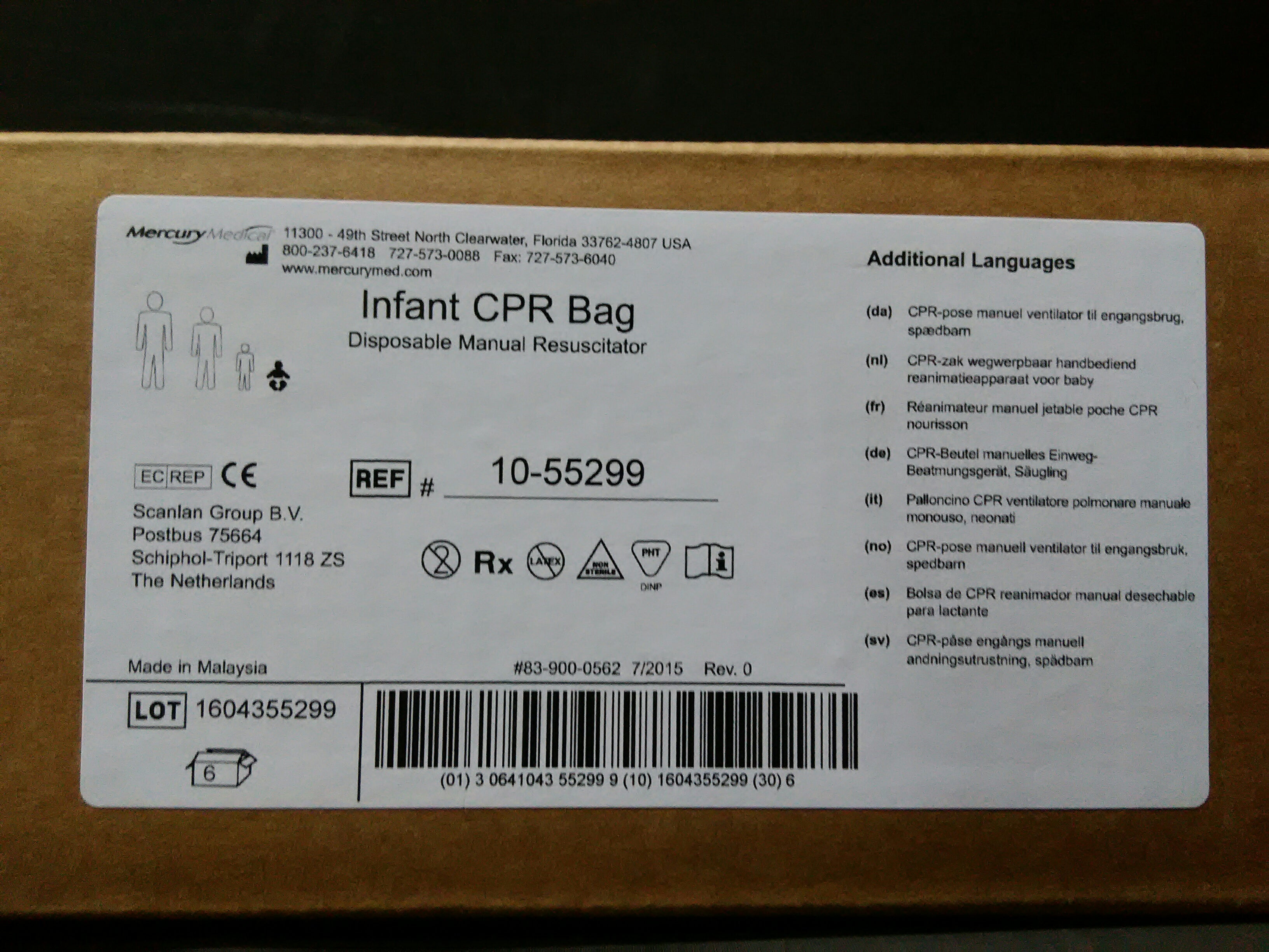 MERCURY 10-55299 BAG INFANT CPR