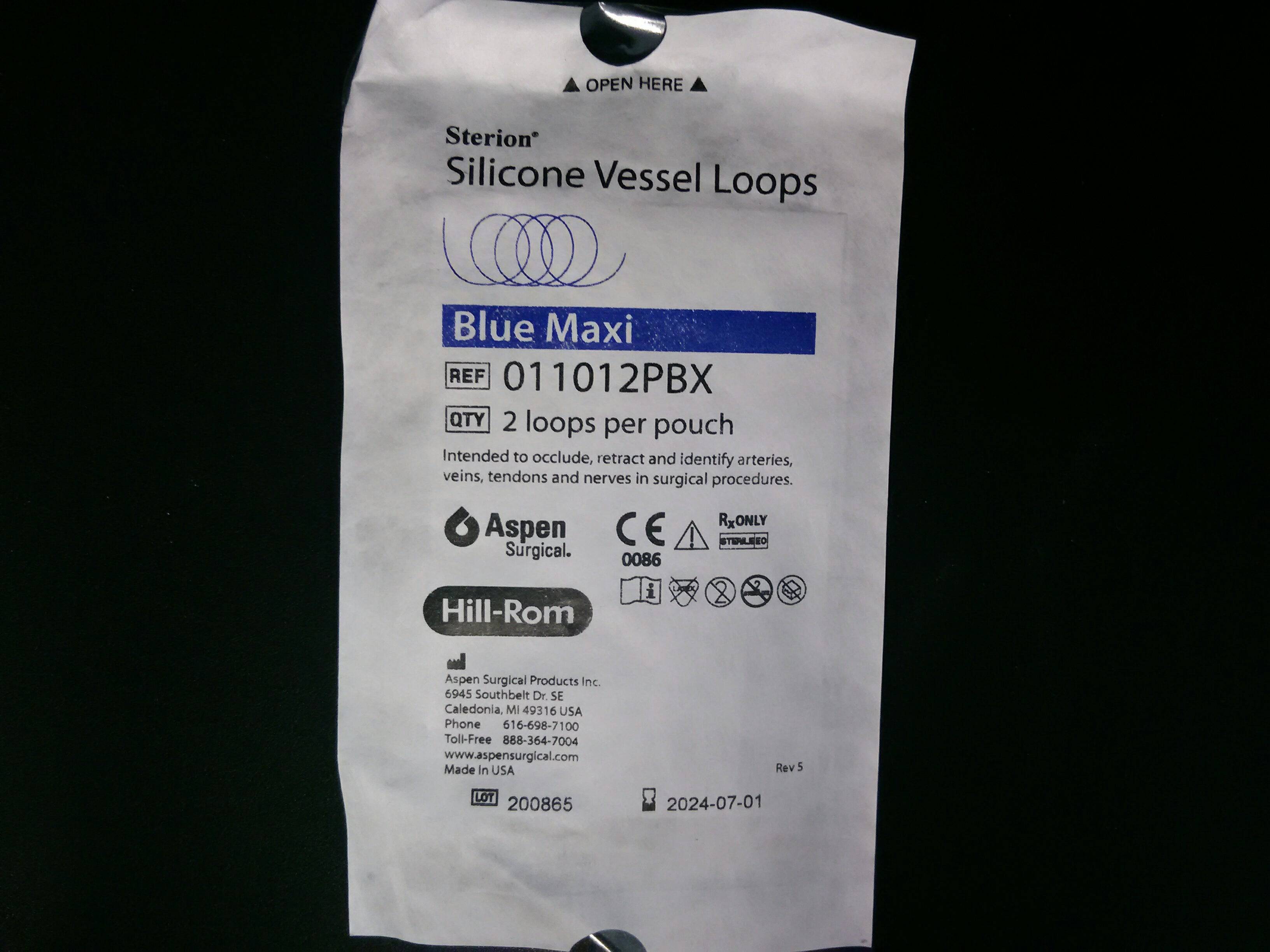 ASPEN SURGICAL  011012PBX Aspen Surgical-Blue Maxi Vessel Loop, Double Pouched - Sterile Aspen Surgical-Blue Maxi Vessel Loop, Double Pouched - Sterile (1x406mm)
