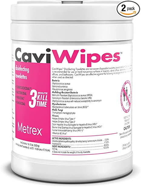 CaviWipes Cavicide Germicidal Cleaner Wipes 160 ct (2 Pack)