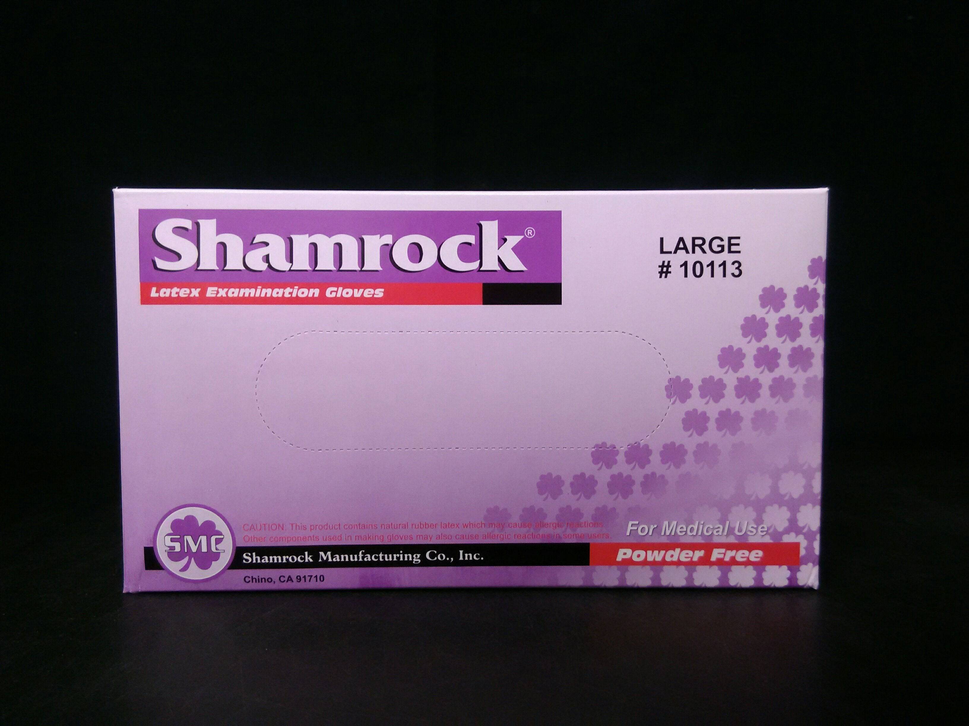 Shamrock 10113 box of 100 Powder Free Latex Examination Gloves - Large - To Your Door Medical  - Latex Examination Gloves