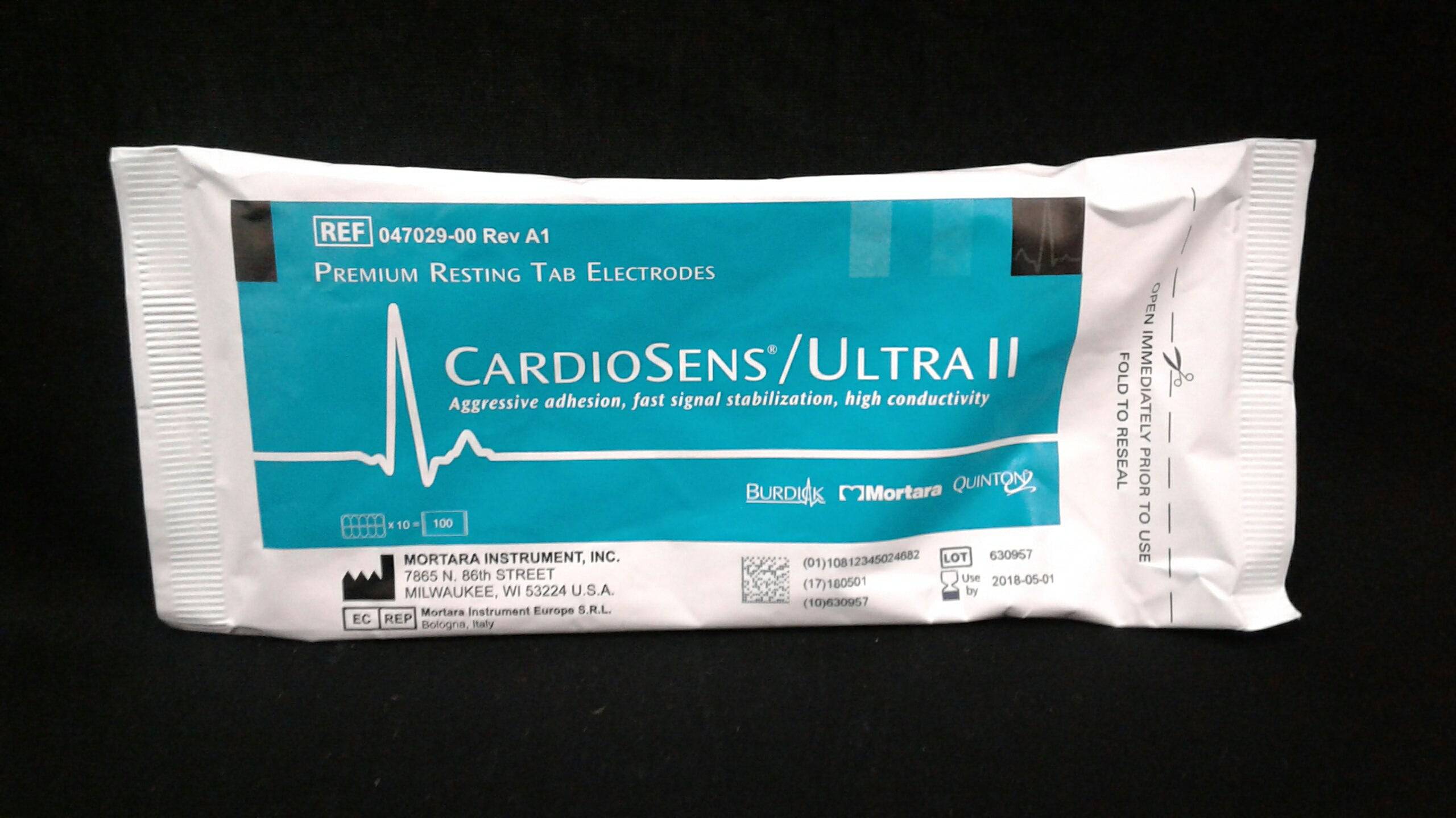 MORTARA INSTRUMENT INC 047029-50 CardioSens Ultra II resting tab electrodes, 28mm x 25mm (1.10 in. x .98 in.) 500 electrodes/box (100/pouch, 5 pouches/box). Price per box. - To Your Door Medical  - Electrodes