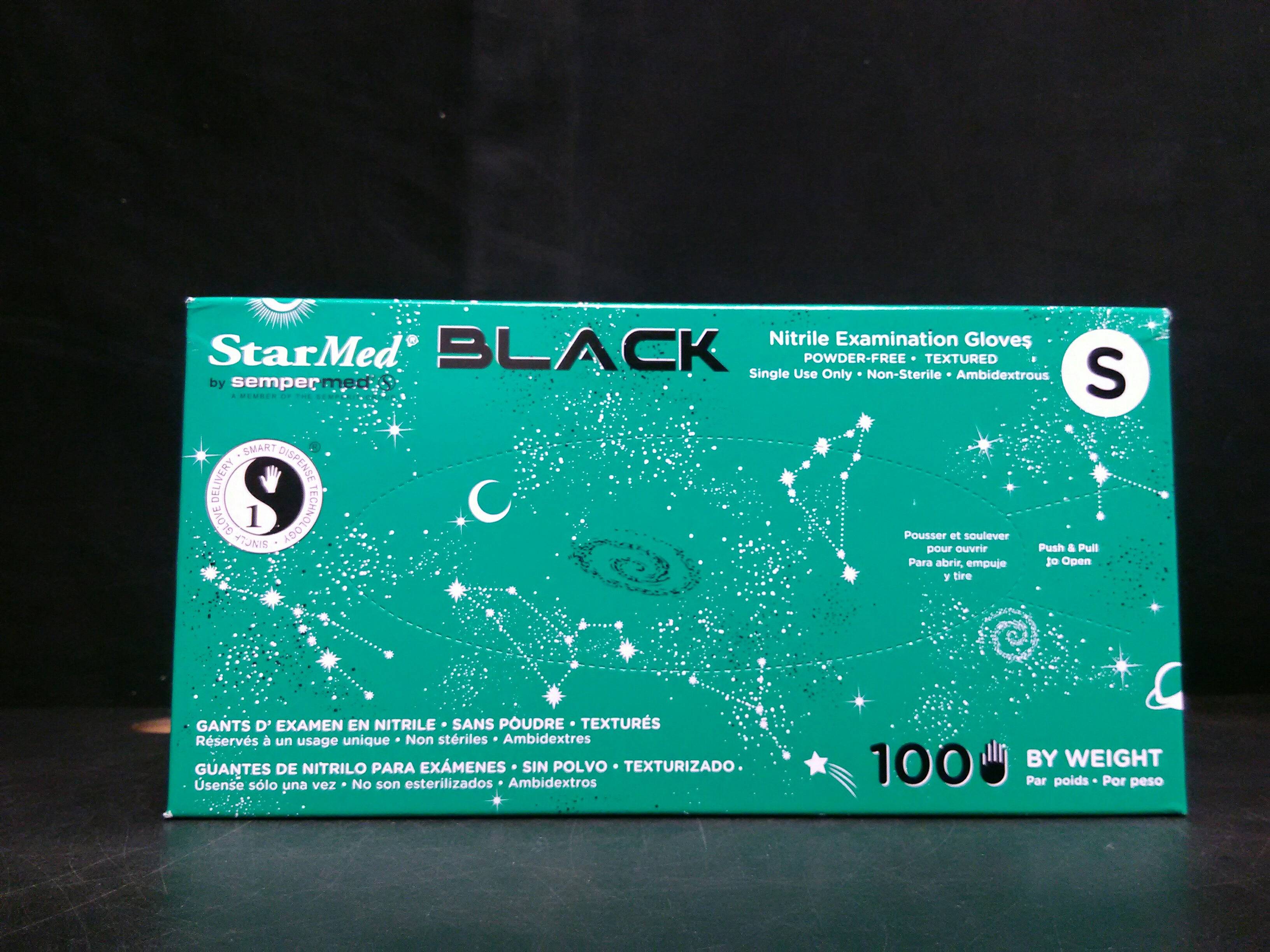 SEMPERMED SMNB102 Star Med Black Nitrile PF Gloves 100/box 1000/case Small - To Your Door Medical  - Gloves