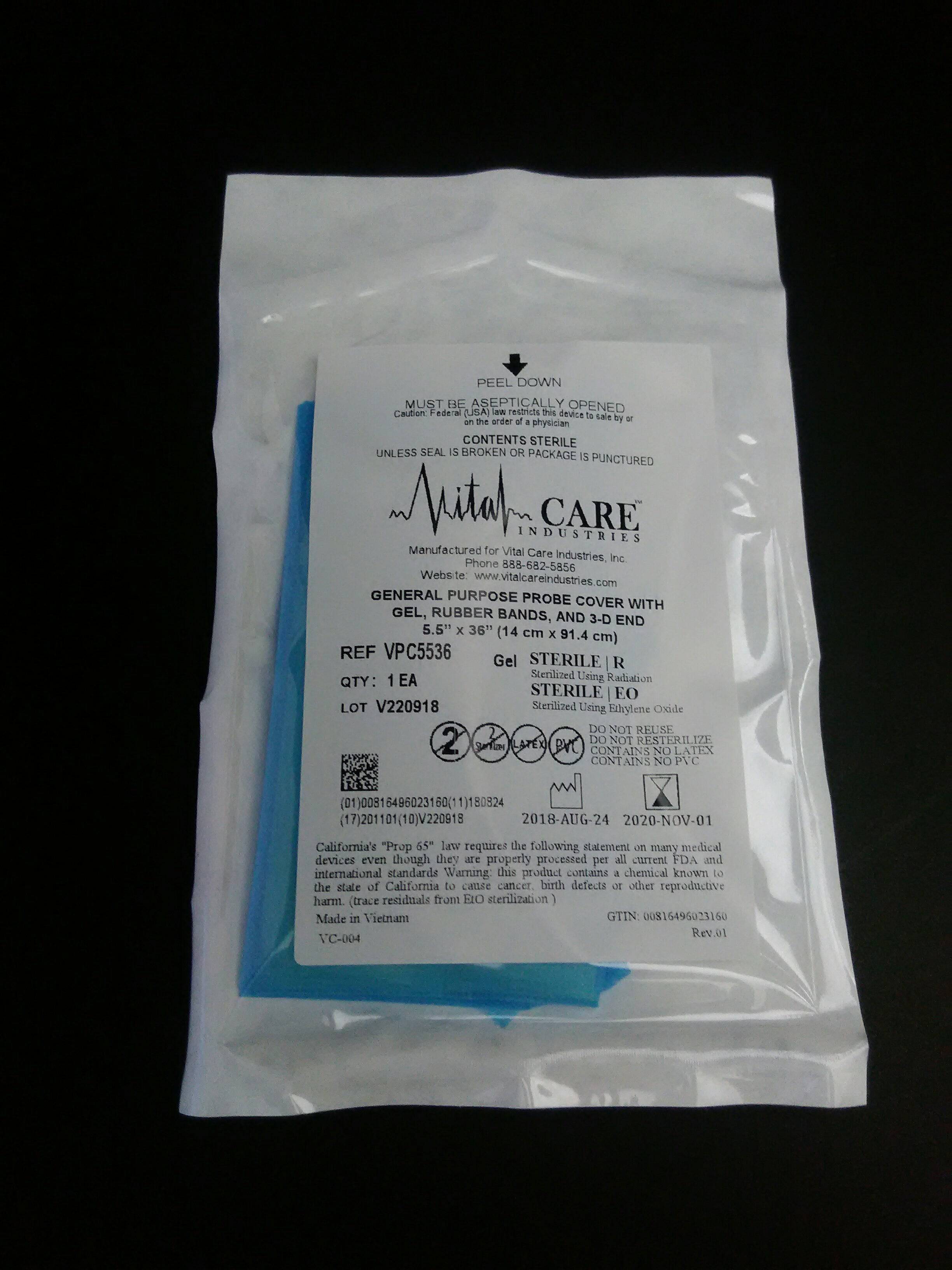 VITAL CARE VPC5536 PROBE COVER W/GEL 5.5INX36IN - To Your Door Medical  - Cover